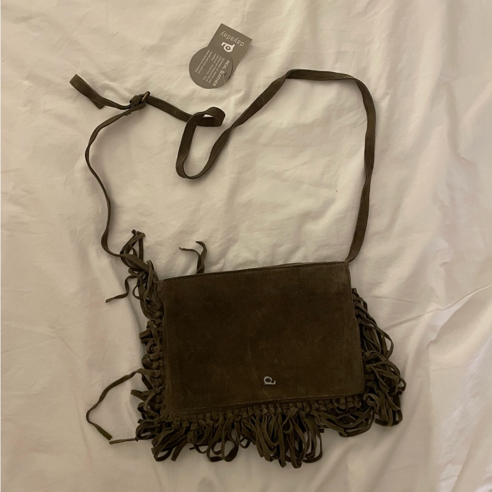 NWT olive green suede cross body bag